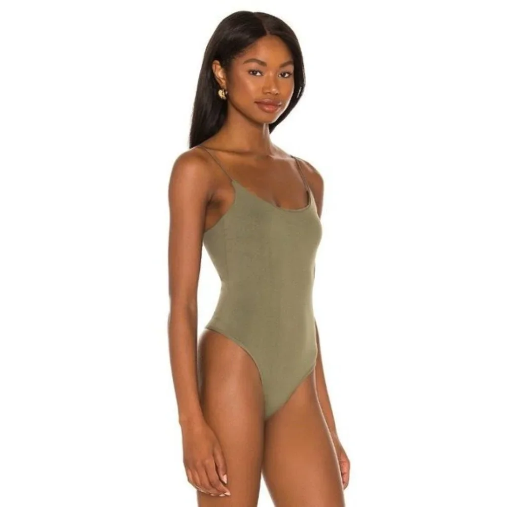 FREE PEOPLE Offline Seamless Bodysuit in Dusty Olive - Picture 4 of 6